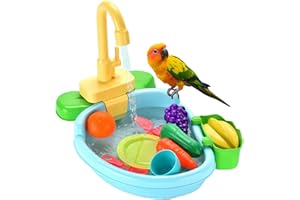 HBYCDSTF Bird Bath for Cage, Automatic Bath for Birds, Parrot Shower Bathtub Outdoor with Faucet, Bird Shower Swimming Pool Toy for Ferret, Budgie, Goldfinch, Cockatiel, Parakeet, Lovebird(Blue)