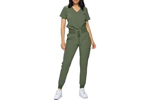 Monarch Uniforms Slim Fit Stretchy Scrubs Women's Jogger Scrub Set Slim Jogger Scrubs with Tuck-In Top for Women