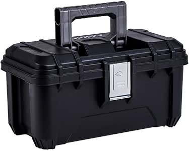 Husky 16 in. Plastic Portable Tool Box with Metal Latches in Black