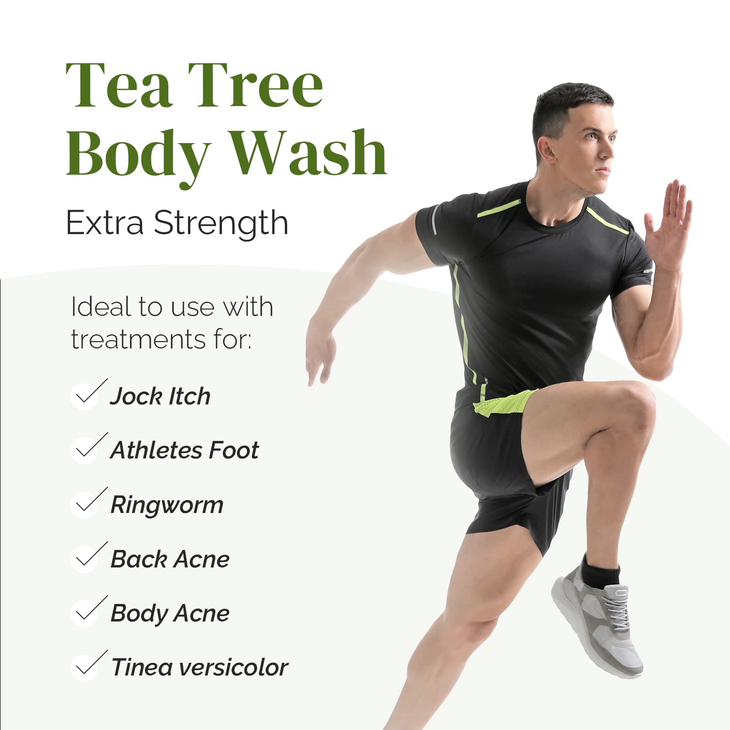 Puriya Tea Tree Body Wash, Use with Jock Itch, Athletes Foot, Body Back Acne Treatment, Moisturizing Natural Wash for Men, Women, Dry Skin, Eucalyptus, Mint Oil Shower Gel Soap