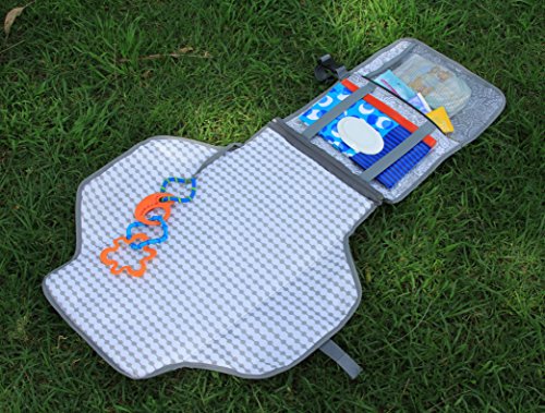 Portable Diaper Changing Pad - Changing Pad Organizer for Travel - Waterproof Change Mat with Clutch - Baby Travel Changing Kit with Bonus Loop for Toys - BPA Free Changing Station