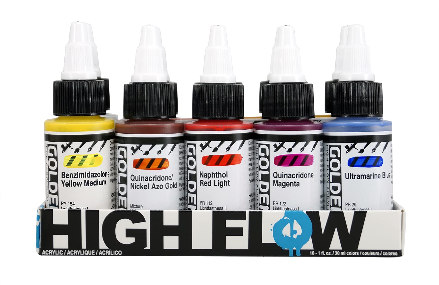 Golden High Flow Acrylic Assortd 10 Color Set
