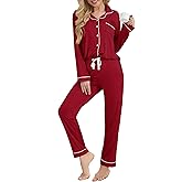 MTMHO Women's Pajama Sets Long Sleeve Button Down Sleepwear Soft Pjs Lounge Sets for Women 2 Piece