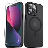 YENAPOON for iPhone 12 Pro Max Case, Matte Magnetic Phone Case, Black | Fit for Magsafe, Screen Protector Included, Translucent Frosted Slim Shockproof Protective Cover