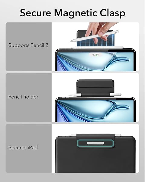 ESR IPAD AIR 11 INCH CASE WITH KEYBOARD (M3/M2, 2025/2024), IPAD PRO 11 (4TH/3RD/2ND/1ST GEN) & AIR 5/4TH MAGIC KEYBOARD CASE, EASY-SET FLOATING CANTILEVER STAND, PRECISION MULTI-TOUCH TRACKPAD, BLACK
