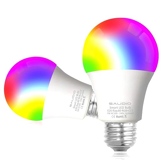 Smart WiFi Alexa Light Bulbs, SAUDIO LED RGB Color Changing Bulbs
