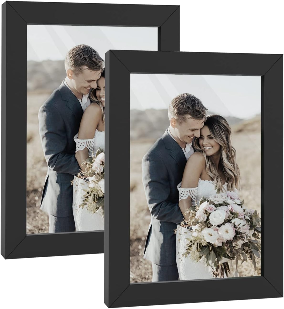 Photo Albums, Frames & Accessories - HappyHapi 4x6 Picture Frame, 2 Pack Wooden Black Picture Frames, Tabletop or Wall Display Decoration Photo Frames for Photos, Paintings, Landscapes, Posters, Artwork