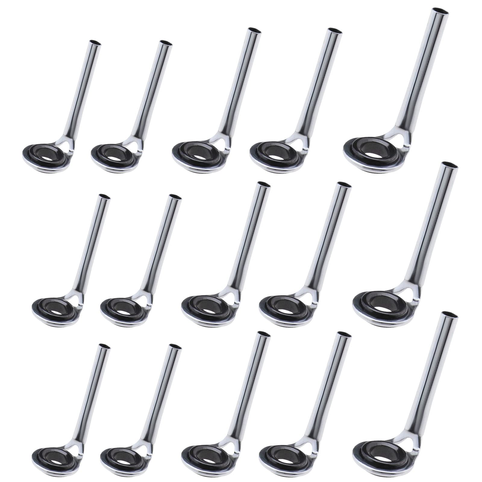 ECSiNG 15Pcs Fishing Line Spinning Guide Eyes Rings Fishing Rod Tip Repair Kit Fishing Rod Guide Various Size Tip Fishing Supplies for Saltwater Freshwater Silver