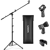 CAHAYA Tripod Microphone Stand Boom Arm Floor Mic Stand with Carrying Bag and 2 Mic Clips for Singing Performance Wedding Sta