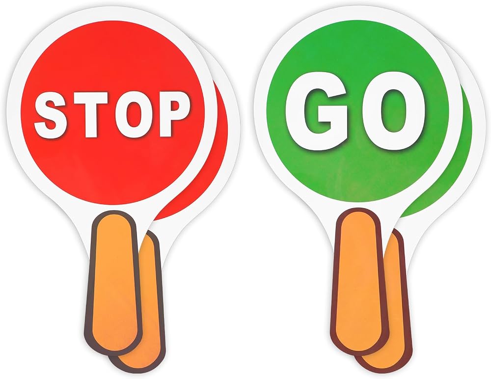 Thinp 4 Pack Stop Go Sign Lights Double Sided PVC Waterproof Traffic Safety