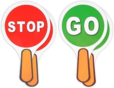 Thinp 4 Pack Stop Go Sign Lights Double Sided PVC Waterproof Traffic Safety