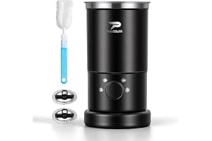 PULDOUM Electric Milk Frother and Steamer - 4-in-1 Automatic Coffee Steamer Frother with 11.8OZ (350ML) Capacity, Warm and Cold Foam Maker for Coffee, Latte, Cappuccino, Macchiato, and Hot Chocolate (Black)