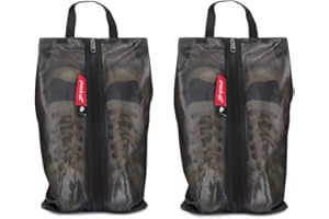 pack all Shoe Bag for Travel, Water-Resistant Shoe Pouch for Gym, Odor-Resistant Soccer Cleats Bag for Sport (Black, 2-Pack)