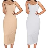 Jiuguva 2 Pcs Full Slip for Under Dresses Adjustable Spaghetti Strap Sleeveless Nightgown Women's Slip Long Dress