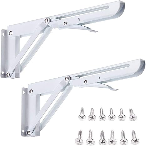 Amazon King Do Way たなうけ金具 L型 折りたたみかべかけテーブル用2本セット 29x14cm ステンレス鋼 耐荷重1kg ネジ付 白 棚受
