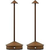KROPTIB Cordless Table Lamps,LED Rechargeable Desk Lamp,Portable Modern USB Battery Operated Lights,Outdoor Waterproof Touch Dimmable,for Patio,Restaurant,Bar,Camping,Dining Home Set of 2 Brown