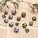 Jovitec 14 Pieces Metal Solid Zinc Alloy Game D&D Dices Set Durable Polyhedral Dice with Printed Numbers and Velvet Storage Bags for Game, Dungeons and Dragons, RPG, Math Teaching (B)