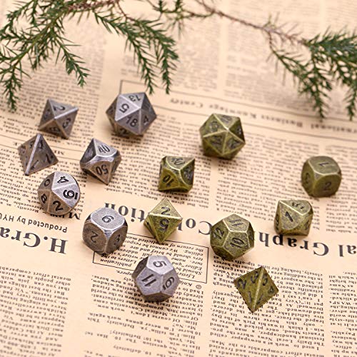 image for Jovitec 14 Pieces Metal Solid Zinc Alloy Game D&D Dices Set Durable Po