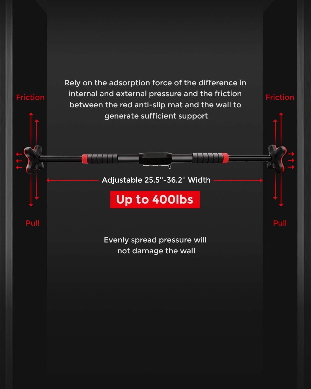 Chin Up Bar Home Fitness Workout Bar No Screw Installation