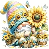 Sunflower Gnome PVC Vinyl Car Decals Stickers Waterproof Self-Adhesive Decals for Cars, Laptops, Trucks, Motorcycles Wall Window Luggage Scratch Cover Door Decor Sticker