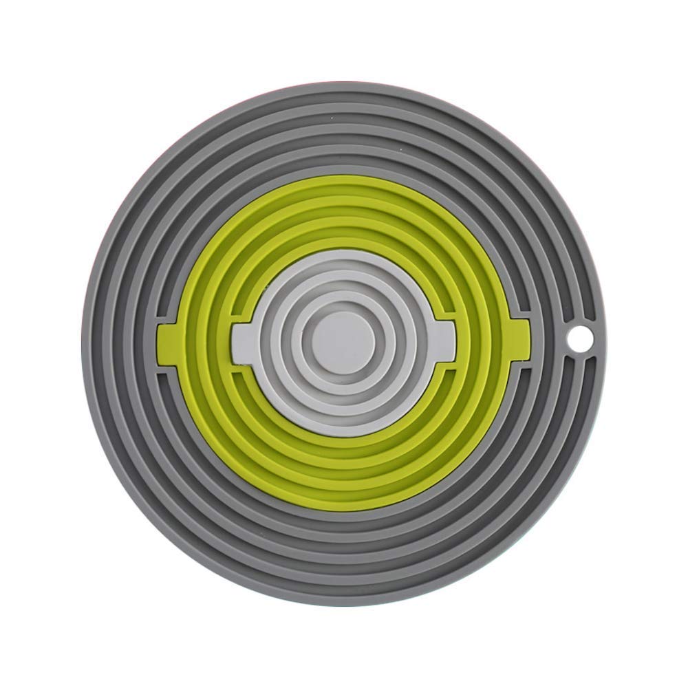 G&O 3 in 1 Silicone Trivet Heat mats for Kitchen | Flexible Kitchen Worktop Protector Heat Resistant Mat, for Pot Stands for saucepans and Cups of Tea or Coffee (Green/Grey)
