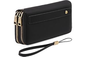 GAEKEAO Wallet for Women Clutch RFID Blocking Leather Wristlet Purse Large Capacity Credit Card Holder with Grip Hand Strap