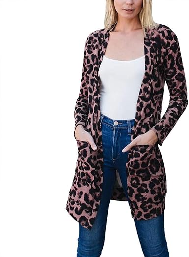 leopard print cardigan amazon