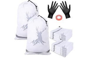 TheClouds 12 Pack Game Bags for Hunting,Hunting Game Bags With Reflective Strips,Reusable Waterproof Caribou Game Bags 20" x 30" -Big Game Bags for Elk Caribou Deer Moose