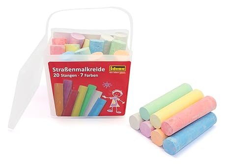 Idena 60042 - Straßenmalkreide, 20 Stangen, eckige Box