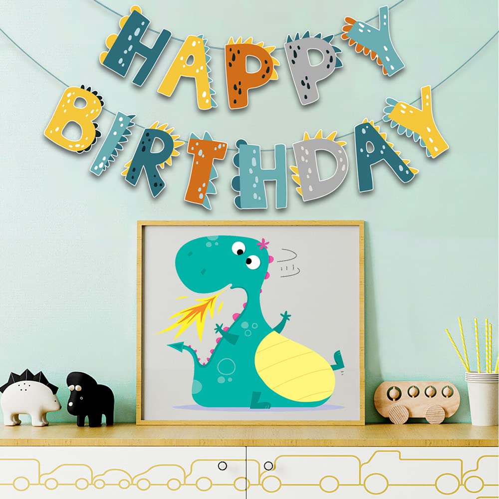 Dinosaur Birthday Pull Flag, Happy Birthday, Children's Birthday Party, Background Decoration, Dinosaur Pull Flag