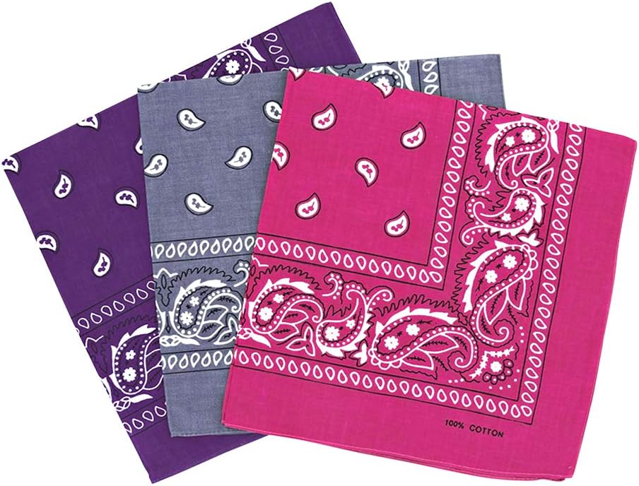 Paisley Bandanas Headband Scarf Pack Of 3 Mixed Colours Cotton Paisley Print, Fashion Hair Accessory, Sports, Multifunctional, UK Seller FREE UK Postage