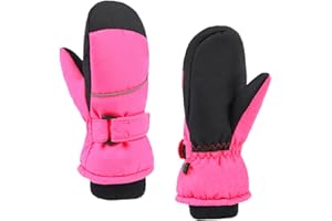 TRIWONDER Kids Ski Mittens Waterproof Winter Snow Gloves with Warm Fleece Lining Long Cuff for Boys Girls Snowboarding