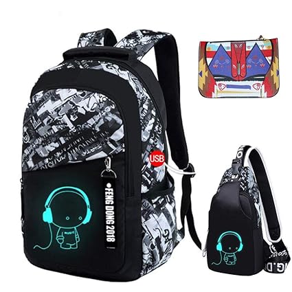 JUND Oxford-gewebe Schulrucksack für Jungen Schulrucksack Druck Rucksack Jugendlichen Schultasche Outdoor Reflektierender Day