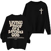 OCURHU Christian Sweatshirts for Women Jesus Faith Pullover Bible Verse Inspirational Long Sleeve Graphic Shirt