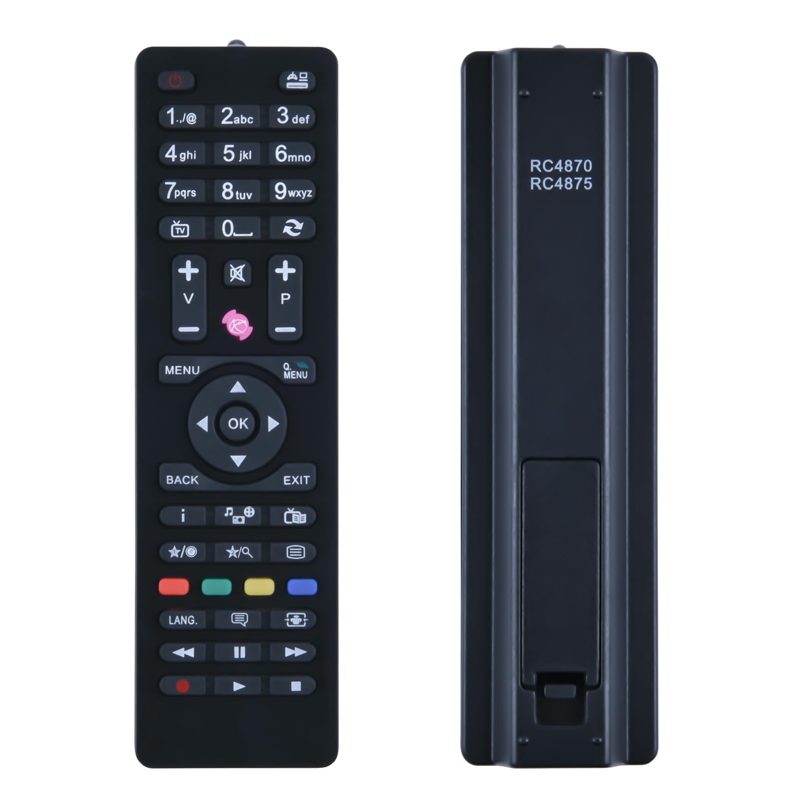 TCNOUMT RC4870 RC4875 Replacement Remote Control for Telefunken TV DLED40287FHD ELED40287FHDDVD LED19132HDDVD DLED50265FHD, Compatible with VOX AYA FINLUX DIGIHOME JMB JVC TV RM-C3182 LT-32VH4455