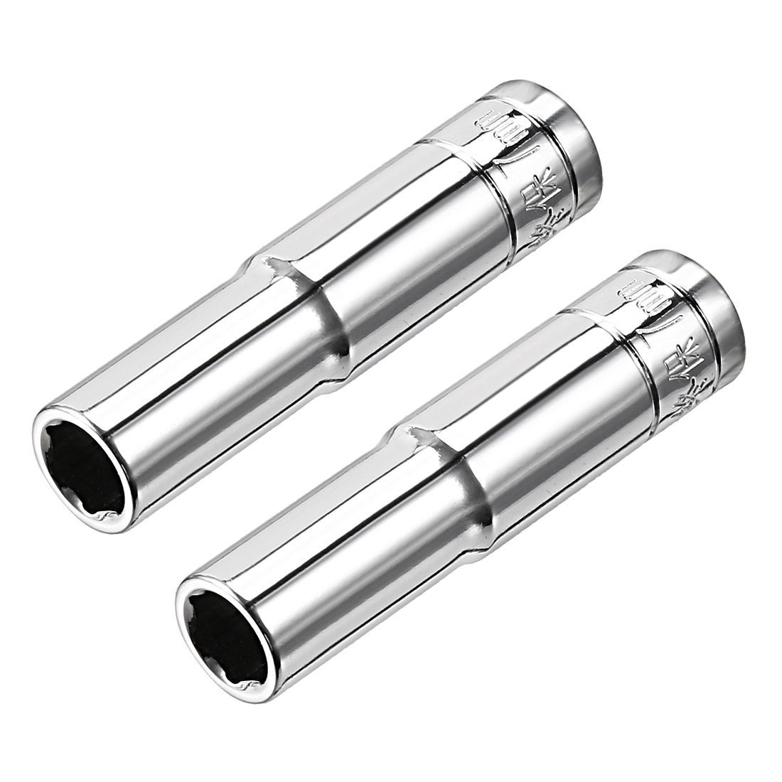 sourcing map 2 Pcs 1/4 Inch Drive 7mm 6-Point Deep Socket, Metric, Cr-V