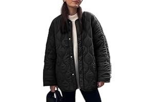 PEHMEA Women's Oversized Lightweight Quilted Jacket Button Down Fall Winter Coats Puffer Padded with Pockets