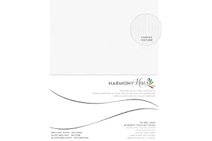 HARMONY PAPER Cardstock 8.5 x 11 Paper Pack - 65lb Textured Card Stock for Crafts, Cardmaking, Printers - 80 Scrapbook Sheets - Double Sided with Solid Core, Brilliant White