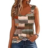 Summer Tank Cute Tops for Women Casual Sleeveless Shirt Loose Fit Scoop Neck O Ring Shoulder Blouse