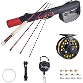 Aventik Whisperer Fly Fishing Rod 4 Pieces, 6FT 0/1/2/3wt, 7FT 3/4wt, 24T Corbon Fiber Fast Action Super Compact Freshwater Ultra Light Fly Rod with Cordura Rod Tube