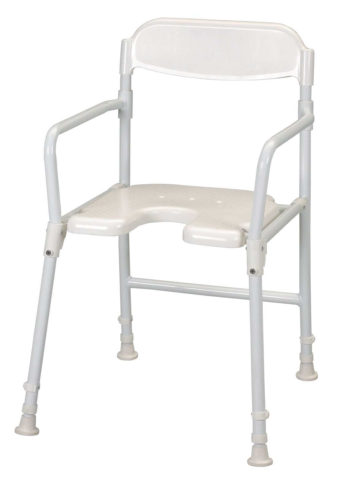 Homecraft White Line Folding Shower Chair – 44 x 42cm External Size – 40 x 40cm Seat – Adjustable Height Bathroom Shower Aid, Folding Bath Chair, Plastic Backrest, Personal & Professional Care