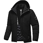 BANTREK Men's Ski Jacket Waterproof Warm Winter Coat Windproof Insulated Snowboard Jacket Hooded Mountain Windbreaker