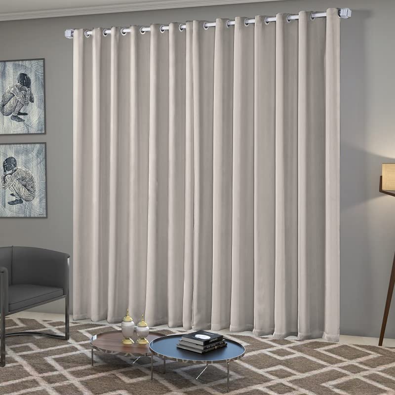 Cortina Blackout/Bleucate de Tecido Corta Para Luz Quarto e Sala 4,00m x 2,50m Altura com Ilhós Cromado Solaris - Off-White