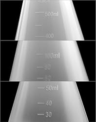QWORK Erlenmeyer Flask, 3 Pack Clear Scale Plastic