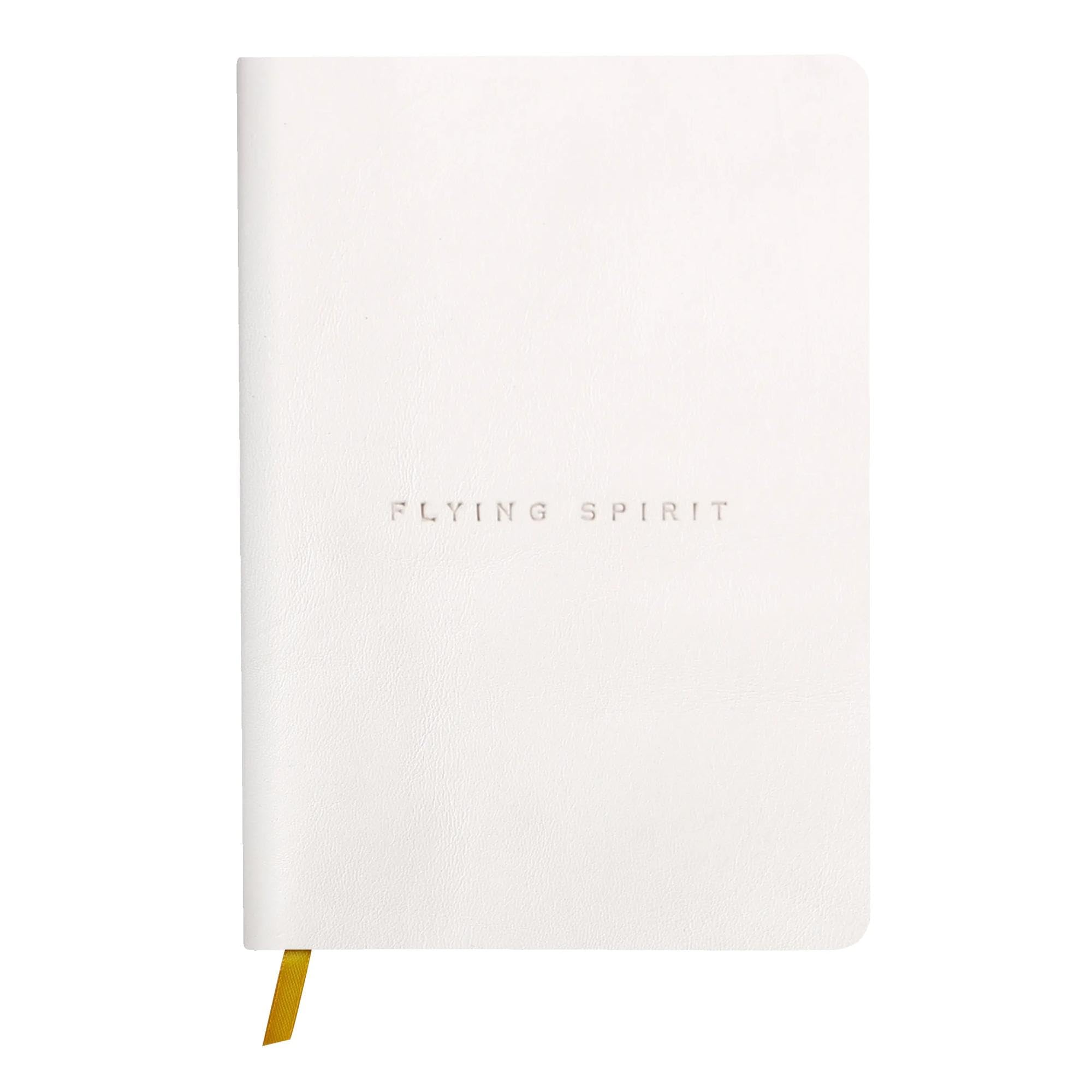 Clairefontaine 104943C - A Flying Spirit thread-stitched paperback notebook 180 ivory pages 14.8 x 21 cm 90 g DOT (small dots), smooth lambskin leather cover, White