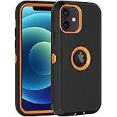 Aimoll-88 for iPhone 12 Case, iPhone 12 Pro Case, with Built in Screen Protector Heavy Duty Drop Protection Shockproof Dust Proof Protective Phone Cover for Apple iPhone 12/12 Pro (Black/Orange)