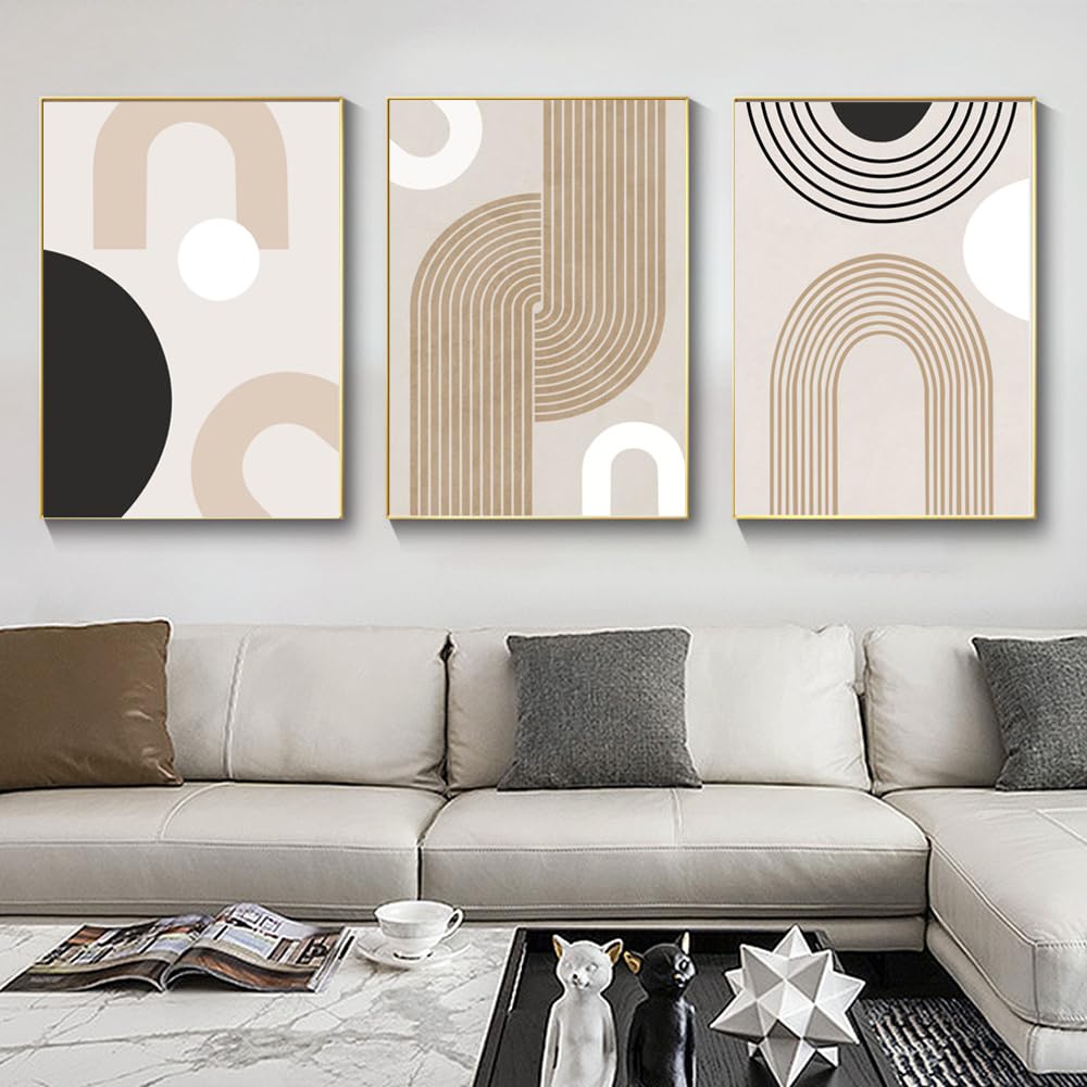 HEHGVCF Set of 3, Modern Abstract Art Wall Pictures, Simplicity Living Room Canvas Pictures, Bedroom Wall Decoration Poster, 50 x 70 cm, Without Frame (Geometric, 40 x 60 cm)