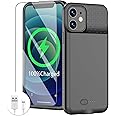 Battery Case for iphone 12/12 Pro, Ultra-Slim Battery Charging Case Charger 7000mAh Rechargeable Charger Anti-Fall Protection Cover Extended Batteries Pack for iPhone 12 Pro/12 (6.1 inch) Black