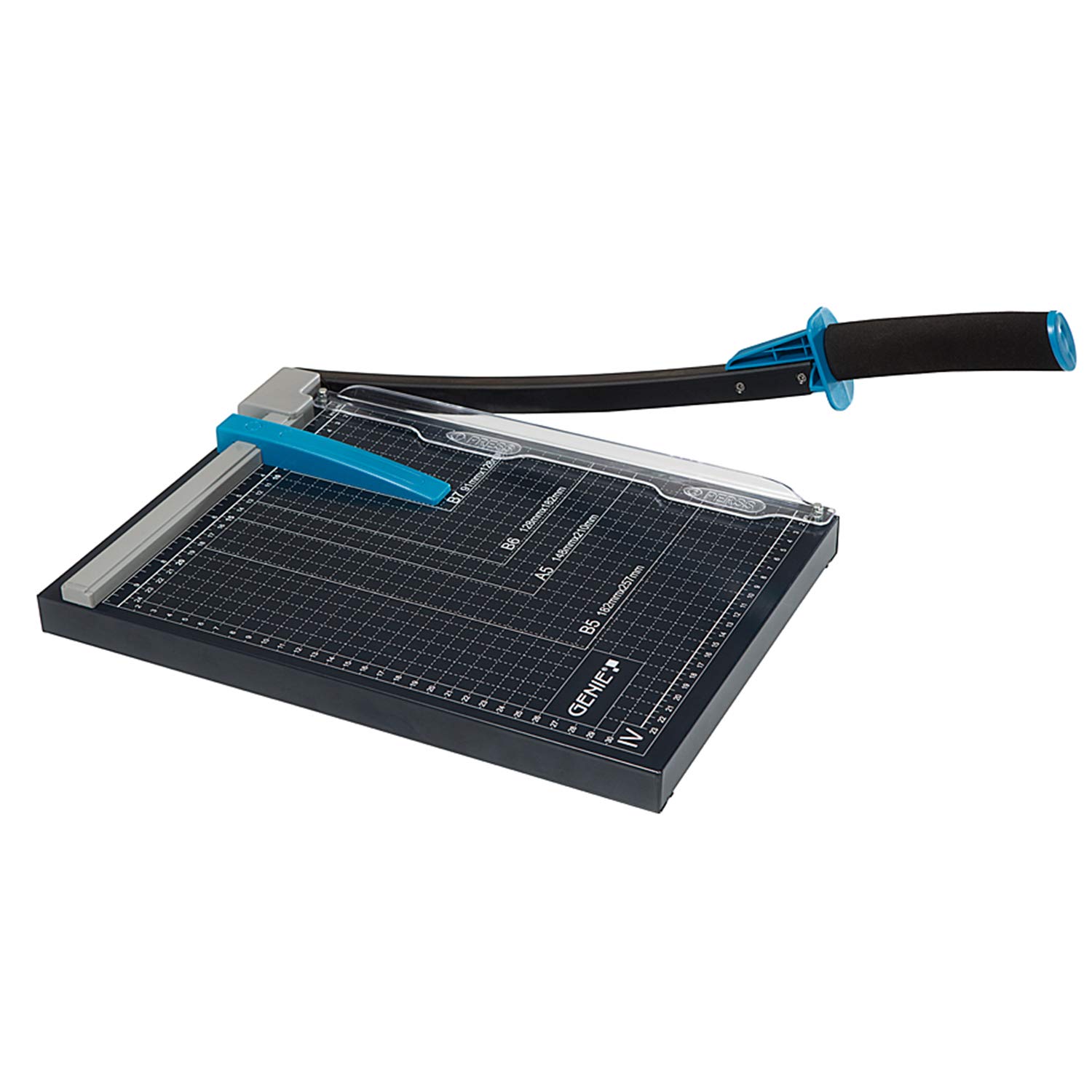 Genie GM A4 Paper Guillotine (Suitable for Sizes up to A4 12 Sheets High-Quality Metal Work Surface for Materials Such as Paper, Pictures, Craft Board – Black/Blue