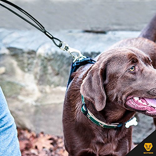 WATFOON Double Handle Dog Leash, Metal Dog Leash with 2 Handles for Heavy Duty Dogs, FULL Control in Training & Traffic【2 FREE Gifts: 1 LED Safelight &1Travel Dog Bowl】 (5.0ft, Sporty Gray Orange) - Thumbnail 4
